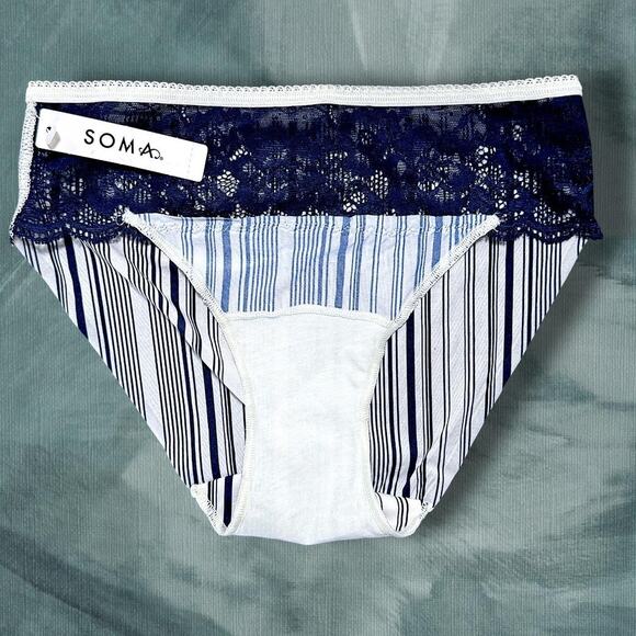 NWT Soma Vanishing Edge Seamless Microfiber Hipster XS Lace Stripe No-Show Panty - Picture 7 of 8